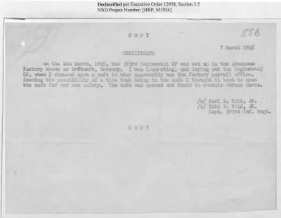 Thumbnail for Records of the Currency Section Received From Supreme Headquarters, Allied Expeditionary Forces (SHAEF) > 17/12 Funds Captured Or Confiscated Enemy Funds: Correspondence and Reports [N.D.; August 1944; November 1944-March 1945]