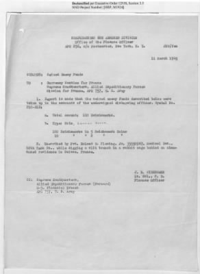 Thumbnail for Records of the Currency Section Received From Supreme Headquarters, Allied Expeditionary Forces (SHAEF) > 17/12 Funds Captured Or Confiscated Enemy Funds: Correspondence and Reports [N.D.; August 1944; November 1944-March 1945]