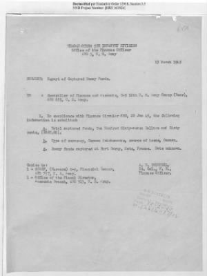 Thumbnail for Records of the Currency Section Received From Supreme Headquarters, Allied Expeditionary Forces (SHAEF) > 17/12 Funds Captured Or Confiscated Enemy Funds: Correspondence and Reports [N.D.; August 1944; November 1944-March 1945]