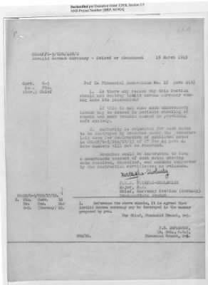 Thumbnail for Records of the Currency Section Received From Supreme Headquarters, Allied Expeditionary Forces (SHAEF) > 17/12 Funds Captured Or Confiscated Enemy Funds: Correspondence and Reports [N.D.; August 1944; November 1944-March 1945]