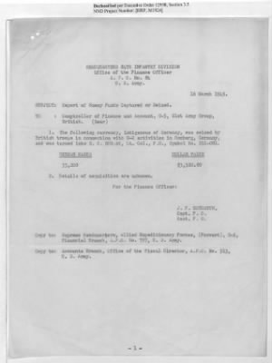 Thumbnail for Records of the Currency Section Received From Supreme Headquarters, Allied Expeditionary Forces (SHAEF) > 17/12 Funds Captured Or Confiscated Enemy Funds: Correspondence and Reports [N.D.; August 1944; November 1944-March 1945]