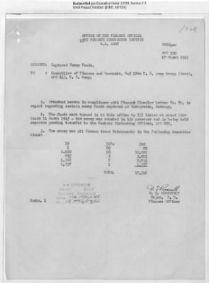 Thumbnail for Records of the Currency Section Received From Supreme Headquarters, Allied Expeditionary Forces (SHAEF) > 17/12 Funds Captured Or Confiscated Enemy Funds: Correspondence and Reports [N.D.; August 1944; November 1944-March 1945]