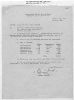 Thumbnail for Records of the Currency Section Received From Supreme Headquarters, Allied Expeditionary Forces (SHAEF) > 17/12 Funds Captured Or Confiscated Enemy Funds: Correspondence and Reports [N.D.; August 1944; November 1944-March 1945]