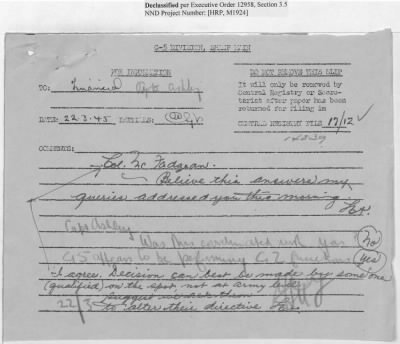 Thumbnail for Records of the Currency Section Received From Supreme Headquarters, Allied Expeditionary Forces (SHAEF) > 17/12 Funds Captured Or Confiscated Enemy Funds: Correspondence and Reports [N.D.; August 1944; November 1944-March 1945]