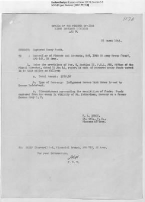 Thumbnail for Records of the Currency Section Received From Supreme Headquarters, Allied Expeditionary Forces (SHAEF) > 17/12 Funds Captured Or Confiscated Enemy Funds: Correspondence and Reports [N.D.; August 1944; November 1944-March 1945]