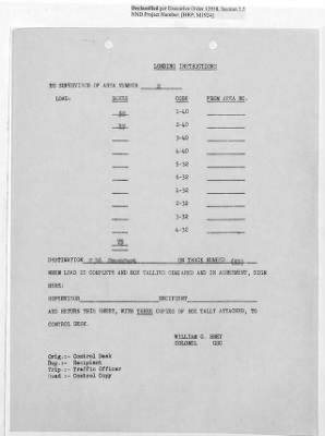 Thumbnail for Records Relating to Operations "Birddog" and "Doorknob" > Loading Instructions, Control Copy:Second Allocation (U.S. Zone)