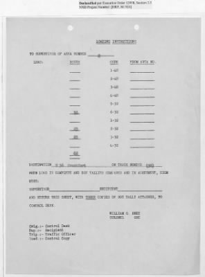 Thumbnail for Records Relating to Operations "Birddog" and "Doorknob" > Loading Instructions, Control Copy:Second Allocation (U.S. Zone)