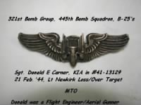 Thumbnail for Sgt Donald Carner, B-25 Eng/Gunner, KIA MTO WWII in B-25 / Shot-down