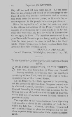 Volume IV > Benjamin Franklin. President of the Supreme Executive Council, 1785-1788.