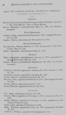 Thumbnail for Volume X > Second Pennsylvania Battalion, Col. Arthur St. Clair. January 1776-January, 1777.