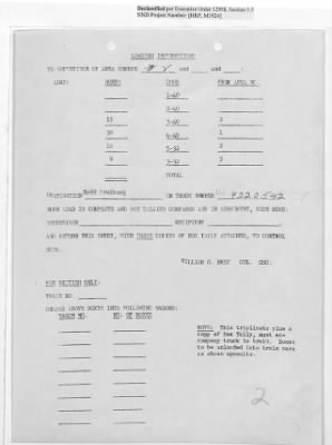 Thumbnail for Records Relating to Operations "Birddog" and "Doorknob" > Loading Instructions, Traffic Officer Copy : First Allocation (Third Night)