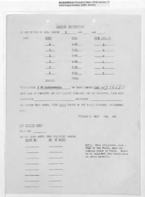 Thumbnail for Records Relating to Operations "Birddog" and "Doorknob" > Loading Instructions, Traffic Officer Copy : First Allocation (Fourth Night)