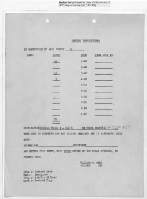 Thumbnail for Records Relating to Operations "Birddog" and "Doorknob" > Loading Instructions, Traffic Officer Copy : Second Allocation (First Night)