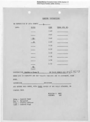 Thumbnail for Records Relating to Operations "Birddog" and "Doorknob" > Loading Instructions, Traffic Officer Copy : Second Allocation (First Night)