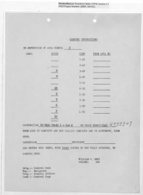 Thumbnail for Records Relating to Operations "Birddog" and "Doorknob" > Loading Instructions, Traffic Officer Copy : Second Allocation (First Night)