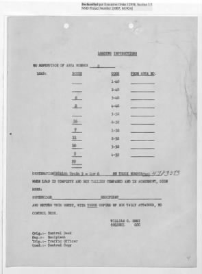 Thumbnail for Records Relating to Operations "Birddog" and "Doorknob" > Loading Instructions, Traffic Officer Copy : Second Allocation (Second Night)