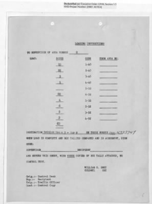 Thumbnail for Records Relating to Operations "Birddog" and "Doorknob" > Loading Instructions, Traffic Officer Copy : Second Allocation (Second Night)