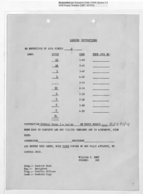 Thumbnail for Records Relating to Operations "Birddog" and "Doorknob" > Loading Instructions, Traffic Officer Copy : Second Allocation (Second Night)