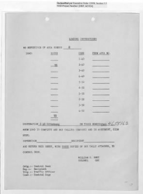 Thumbnail for Records Relating to Operations "Birddog" and "Doorknob" > Loading Instructions, Traffic Officer Copy : Second Allocation (Second Night)