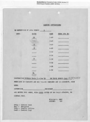 Thumbnail for Records Relating to Operations "Birddog" and "Doorknob" > Loading Instructions, Traffic Officer Copy : Second Allocation (Second Night)