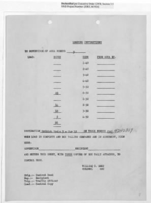 Thumbnail for Records Relating to Operations "Birddog" and "Doorknob" > Loading Instructions, Traffic Officer Copy : Second Allocation (Second Night)