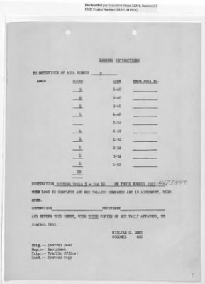 Thumbnail for Records Relating to Operations "Birddog" and "Doorknob" > Loading Instructions, Traffic Officer Copy : Second Allocation (Second Night)