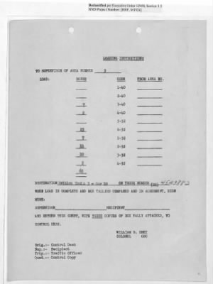 Thumbnail for Records Relating to Operations "Birddog" and "Doorknob" > Loading Instructions, Traffic Officer Copy : Second Allocation (Second Night)