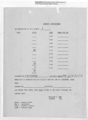 Thumbnail for Records Relating to Operations "Birddog" and "Doorknob" > Loading Instructions, Traffic Officer Copy : Second Allocation (Second Night)