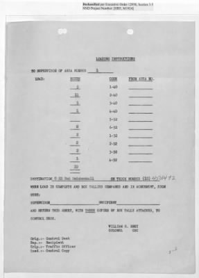 Thumbnail for Records Relating to Operations "Birddog" and "Doorknob" > Loading Instructions, Traffic Officer Copy: Second Allocation (Third Day)