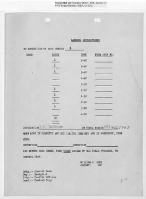 Thumbnail for Records Relating to Operations "Birddog" and "Doorknob" > Loading Instructions, Traffic Officer Copy: Second Allocation (Third Day)