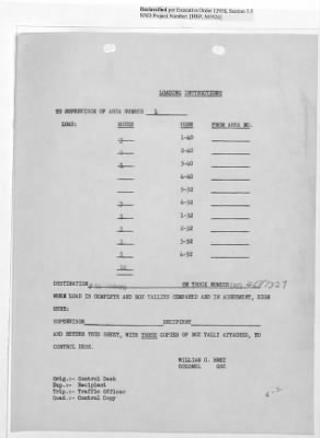 Thumbnail for Records Relating to Operations "Birddog" and "Doorknob" > Loading Instructions, Traffic Officer Copy: Second Allocation (Third Day)