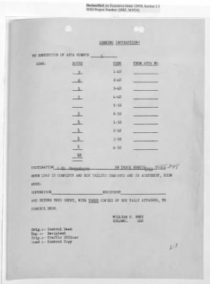 Thumbnail for Records Relating to Operations "Birddog" and "Doorknob" > Loading Instructions, Traffic Officer Copy: Second Allocation (Third Day)