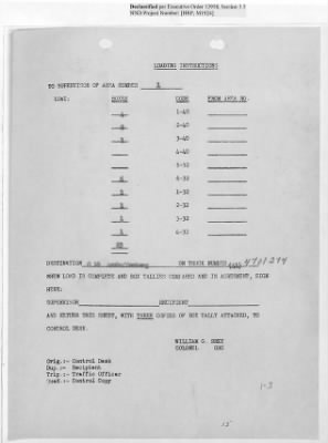 Thumbnail for Records Relating to Operations "Birddog" and "Doorknob" > Loading Instructions, Traffic Officer Copy: Second Allocation (Third Day)