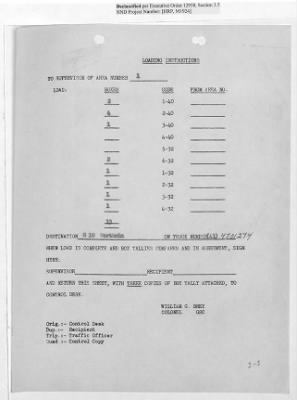 Thumbnail for Records Relating to Operations "Birddog" and "Doorknob" > Loading Instructions, Traffic Officer Copy: Second Allocation (Third Day)