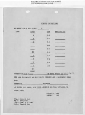 Thumbnail for Records Relating to Operations "Birddog" and "Doorknob" > Loading Instructions, Traffic Officer Copy: Second Allocation (Third Day)