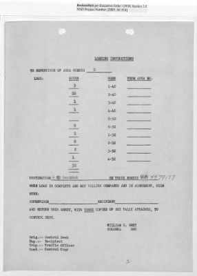 Thumbnail for Records Relating to Operations "Birddog" and "Doorknob" > Loading Instructions, Traffic Officer Copy: Second Allocation (Third Day)