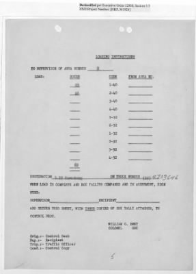 Thumbnail for Records Relating to Operations "Birddog" and "Doorknob" > Loading Instructions, Traffic Officer Copy: Second Allocation (Third Day)