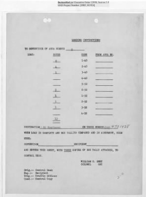 Thumbnail for Records Relating to Operations "Birddog" and "Doorknob" > Loading Instructions, Traffic Officer Copy: Second Allocation (Third Day)