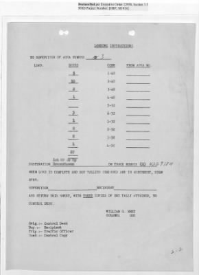 Thumbnail for Records Relating to Operations "Birddog" and "Doorknob" > Loading Instructions, Traffic Officer Copy: Second Allocation (Third Day)