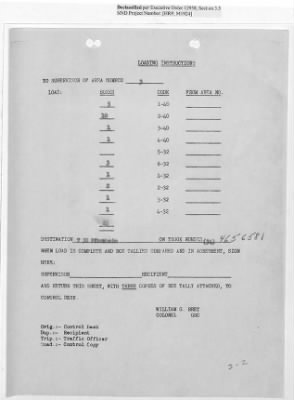 Thumbnail for Records Relating to Operations "Birddog" and "Doorknob" > Loading Instructions, Traffic Officer Copy: Second Allocation (Third Day)