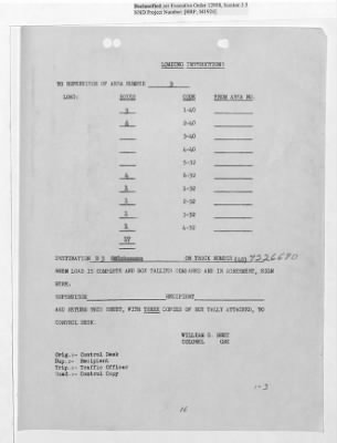 Thumbnail for Records Relating to Operations "Birddog" and "Doorknob" > Loading Instructions, Traffic Officer Copy: Second Allocation (Third Day)