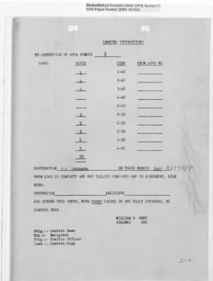 Thumbnail for Records Relating to Operations "Birddog" and "Doorknob" > Loading Instructions, Traffic Officer Copy: Second Allocation (Third Day)