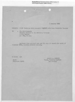 Thumbnail for Records Relating to Operations "Birddog" and "Doorknob" > Office of Military Government U.S. [Omgus] Account No. 10/1973:Monthly Reports