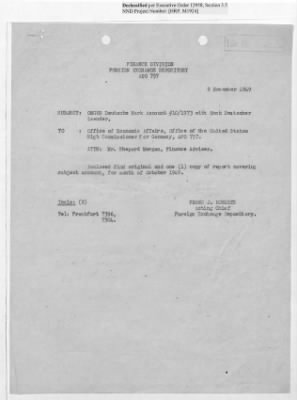 Thumbnail for Records Relating to Operations "Birddog" and "Doorknob" > Office of Military Government U.S. [Omgus] Account No. 10/1973:Monthly Reports