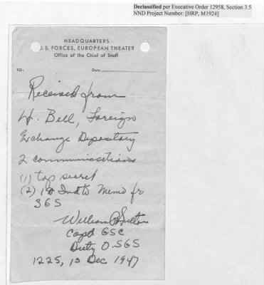 Thumbnail for Records Relating to Operations "Birddog" and "Doorknob" > Operation Proceedoves : Correspondence