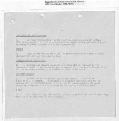 Thumbnail for Records Relating to Operations "Birddog" and "Doorknob" > Report:British Special Movement Instructions