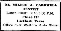 Thumbnail for Milton A Cardwell 1943 Dentistry Ad.JPG