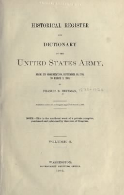 Thumbnail for US Army Historical Register - Volume 2 > Introduction