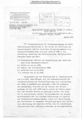 Thumbnail for Reports on Trusteeships > Sch 282 Olympia GmbH: Correspondence And Reports