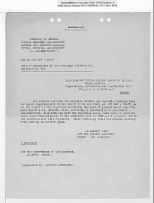 Thumbnail for Reports on Trusteeships > Sch 141a Dipl. Ing. C. Walter & Co.: Correspondence